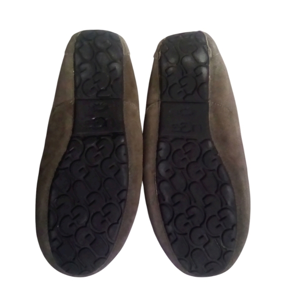 Ugg Men’s Suede Ascot Green Shearling Interior Slipon Loafers Slippers Size 11 - Picture 5 of 8